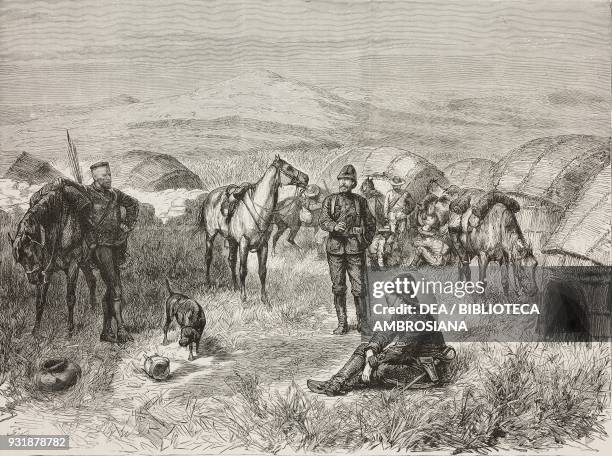 Napoleon Eugene Bonaparte with Jahleel Brenton Carey, just before a deadly attack at the hands of the Zulus, on June 1 South Africa, Anglo-Zulu war,...