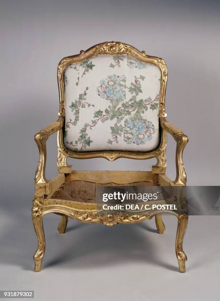 Regency-style, Second Empire period carved and gilt wood armchair with regent back, France, second half 19th century.