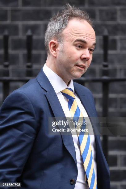 Gavin Barwell, chief of staff for U.K. Prime Minister Theresa May, leaves 10 Downing Street following a national security meeting in London, U.K., on...