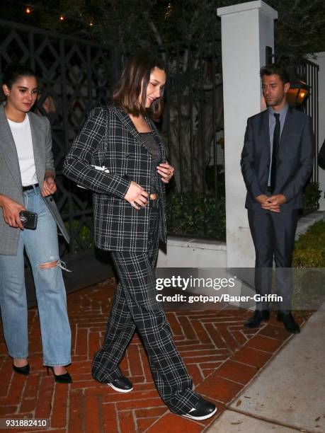 Bella Hadid is seen on March 13, 2018 in Los Angeles, California.