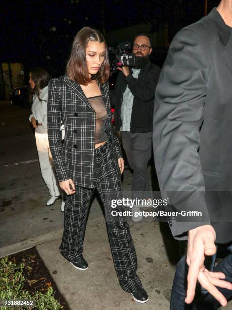 Bella Hadid is seen on March 13, 2018 in Los Angeles, California.