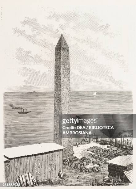 Cleopatra's Needle donated by the Khedive of Egypt to the United States in exchange for foreign aid to modernize the country, Alexandria, Egypt, from...