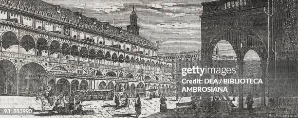 Palazzo della Ragione in Piazza della Frutta, also known as Piazza del Peronio, Padova, Italy, illustration from Il Giornale Illustrato, Year 3, No...