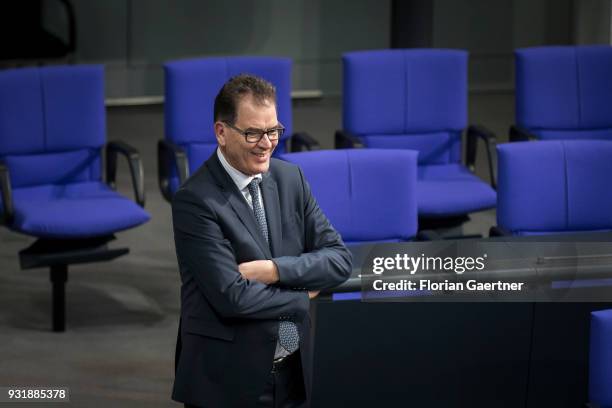 German Development Minister Gerd Mueller is pictured before the swearing-in ceremony of the new federal government on March 14, 2018 in Berlin,...