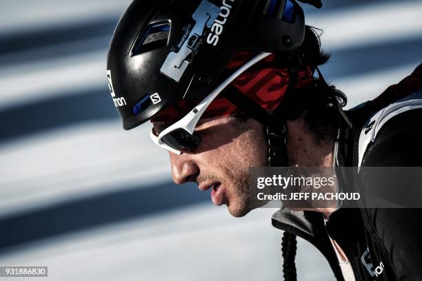 Spanish ski mountaineer Kilian Jornet competes on March 14, 2018 during the first stage of the 33rd edition of the Pierra Menta ski mountaineering...