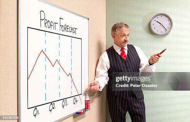 bank manager/ businessman predicting poor forecast - parsons green stockfoto's en -beelden