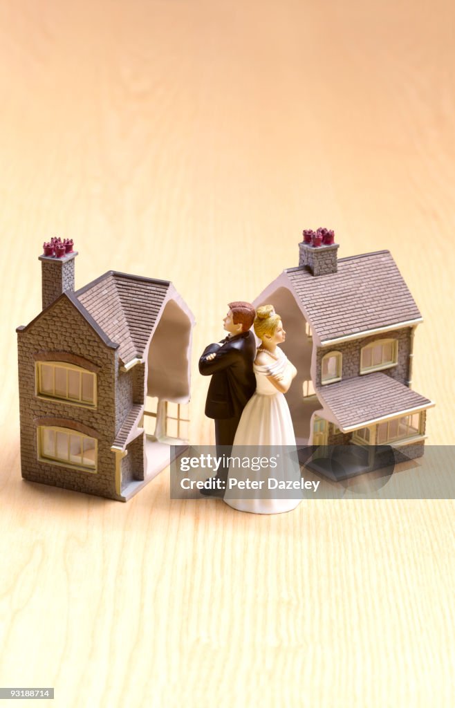Divorce settlement house cut in half.