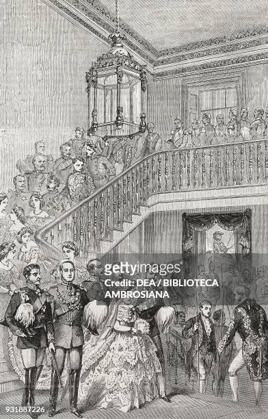Marriage of Princess Elena of England and Prince Christian of Schleswig-Holstein, Windsor Castle, July 5 United Kingdom, illustration from Il...