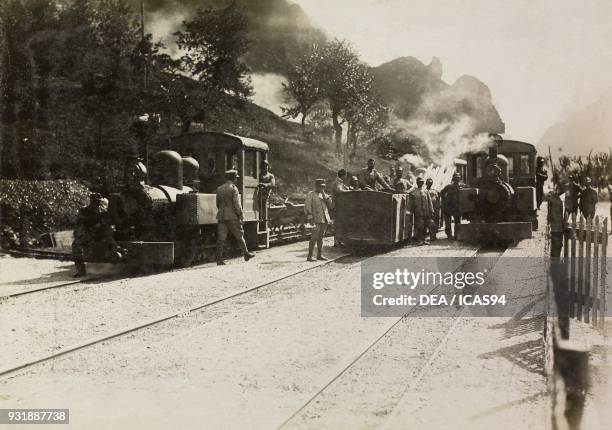 The train of the Decauville railway used by the Military Genius company, World War I, Italy, 20th century.