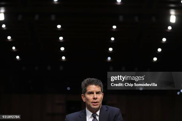 Acting Deputy Director of the Federal Bureau of Investigation David Bowdich testifies before the Senate Judiciary Committee during a hearing about...