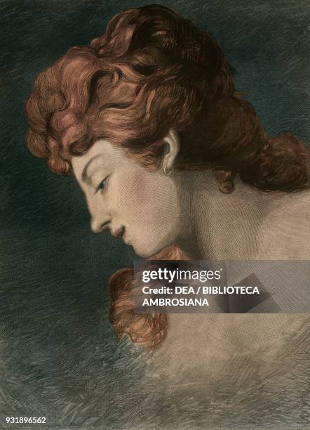 Musidora, engraving from a detail of the painting by Thomas Gainsborough , illustration from the magazine The Graphic, volume XV, 1877. Digitally...