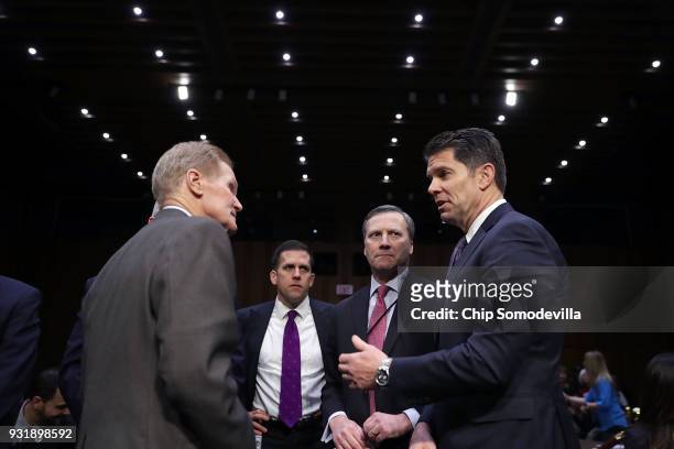 Acting Deputy Director of the Federal Bureau of Investigation David Bowdich talks with Sen. Bill Nelson before testifying to the Senate Judiciary...