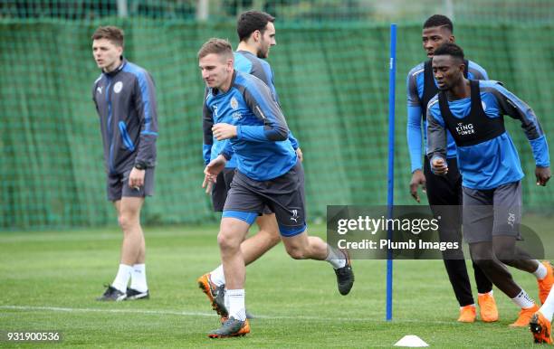 Marc Albrighton during the Leicester City training session at the Marbella Soccer Camp Complex on March 14 , 2018 in Marbella, Spain.