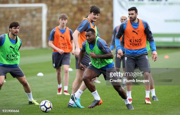 Wes Morgan during the Leicester City training session at the Marbella Soccer Camp Complex on March 14 , 2018 in Marbella, Spain.