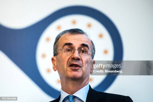 Francois Villeroy de Galhau, governor of the Bank of France, speaks at the 'ECB and its Watchers' conference in Frankfurt, Germany, on Wednesday,...