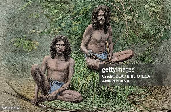 Vedda Language Veddas men, and indigenous people of Sri Lanka, illustration from The ...