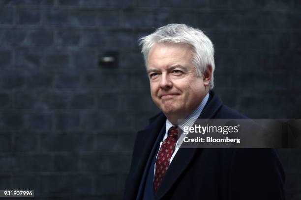Carwyn Jones, Wales's first minister, arrives at number 10 Downing Street in London, U.K., on Wednesday, March 14, 2018. U.K. Prime minister Theresa...