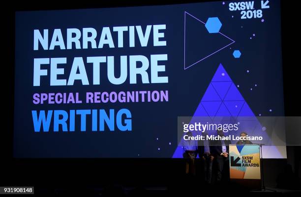 Director Nijla Mu'min accepts the Narrative Feature award for "Jinn" at the SXSW Film Awards show during the 2018 SXSW Conference and Festivals at...