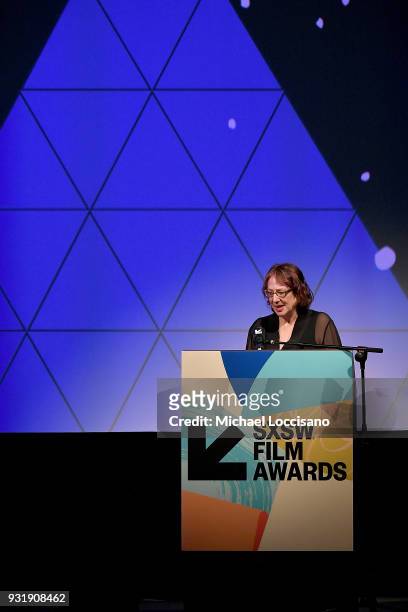 Director of film Janet Pierson takes part in the SXSW Film Awards show during the 2018 SXSW Conference and Festivals at Paramount Theatre on March...