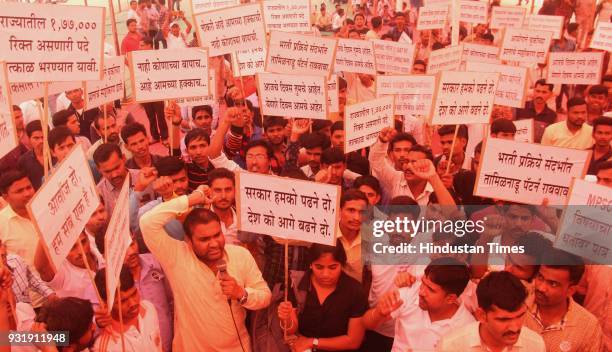 Appeared students protest against state government while demanding increase in seats and many pending issues and creating employment through MPSC, on...