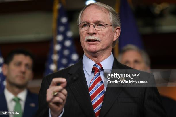 Rep. John Rutherford , author of the STOP School Violence Act, speaks during a press conference at the U.S. Capitol on March 14, 2018 in Washington,...