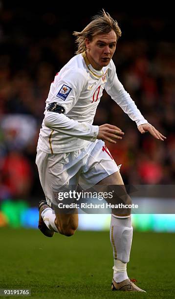 Milos Krasic of Serbia during the International Friendly match between South Korea and Serbia at Craven Cottage on November 18, 2009 in London,...