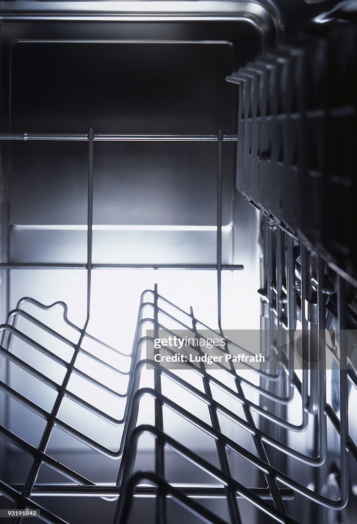 Detail of the inside of a dishwasher