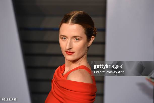 Grace Gummer attends the 2018 Vanity Fair Oscar Party Hosted By Radhika Jones - Arrivals at Wallis Annenberg Center for the Performing Arts on March...