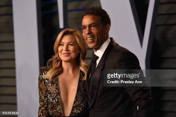 Ellen Pompeo and Chris Ivery attends the 2018 Vanity Fair Oscar Party Hosted By Radhika Jones - Arrivals at Wallis Annenberg Center for the...