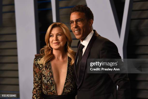 Ellen Pompeo and Chris Ivery attends the 2018 Vanity Fair Oscar Party Hosted By Radhika Jones - Arrivals at Wallis Annenberg Center for the...