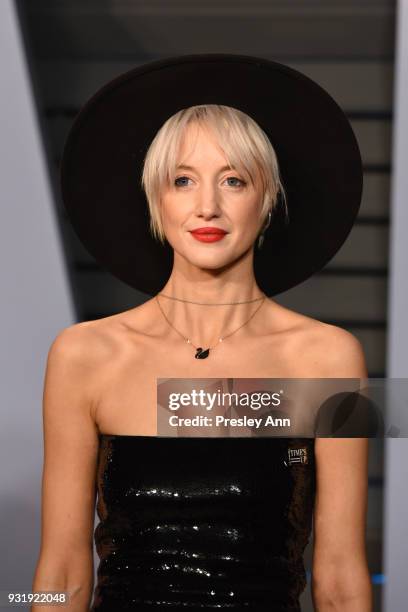 Andrea Riseborough attends the 2018 Vanity Fair Oscar Party Hosted By Radhika Jones - Arrivals at Wallis Annenberg Center for the Performing Arts on...