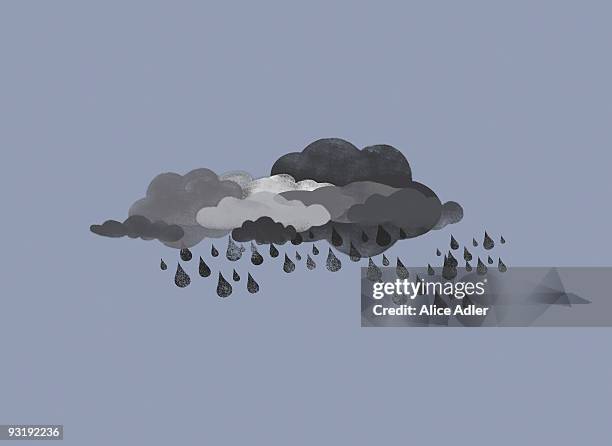 ilustraciones, imágenes clip art, dibujos animados e iconos de stock de storm clouds and rain - adler