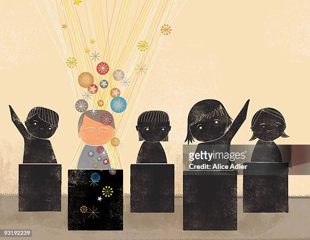 five students - education stock illustrations