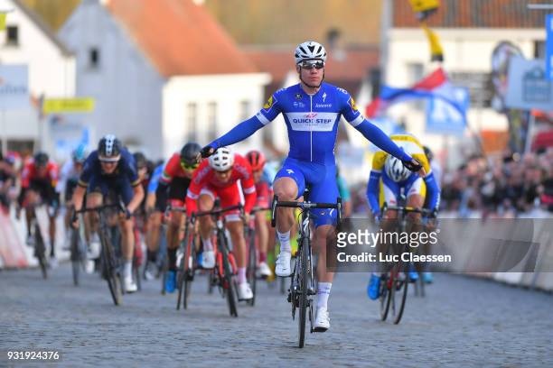 Arrival / Fabio Jakobsen of Netherlands and Team Quick-Step Floors / Celebration / during the 73rd Nokere Koerse - Danilith Classic 2018 a 191,1 km...