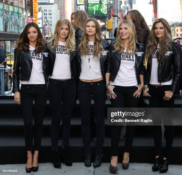 Models Miranda Kerr, Behati Prinsloo, Doutzen Kroes, Heidi Klum, and Alessandra Ambrosio take over Military Island, Times Square on November 18, 2009...