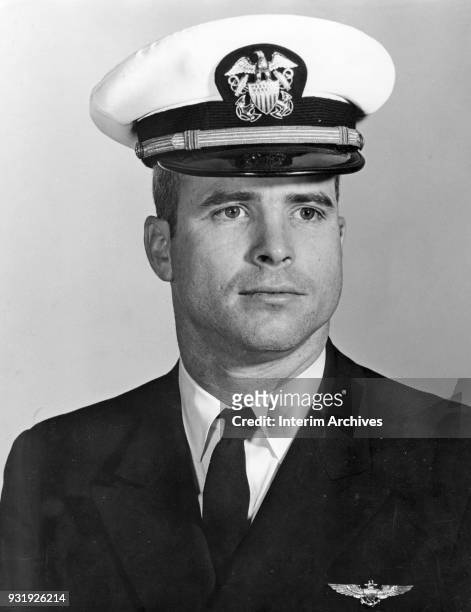 Portrait of American Navy Lieutenant John Sidney McCain III in uniform, 1964.