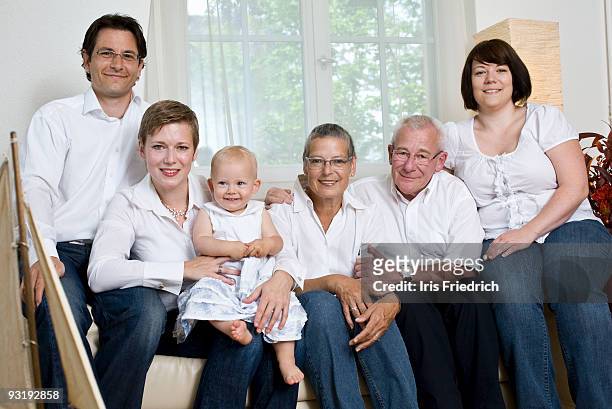 formal portrait of a multi-generation family - formal shirt stock pictures, royalty-free photos & images