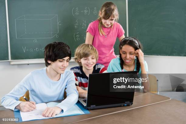 Students Standing Using Computer Images Girl Standing Holding Laptop Photos and Premium High Res Pictures ...