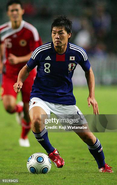 Daisuke Matsui of Japan in action during AFC Asia Cup 2011 Qatar qualifier match between Hong Kong and Japan at Hong Kong Stadium on November 18,...