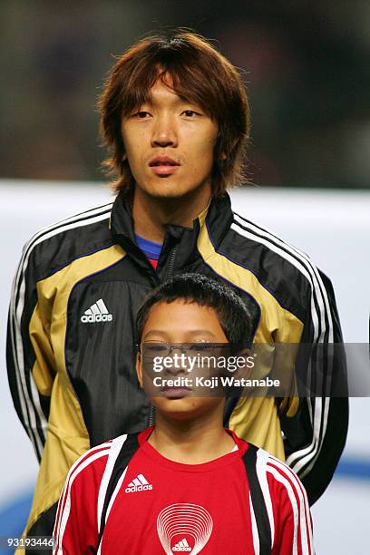 Shunsuke Nakamura of Japan looks on AFC Asia Cup 2011 Qatar qualifier match between Hong Kong and Japan at Hong Kong Stadium on November 18, 2009 in...