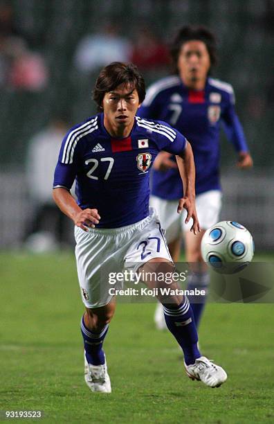 Hisato Sato of Japan in action during AFC Asia Cup 2011 Qatar qualifier match between Hong Kong and Japan at Hong Kong Stadium on November 18, 2009...