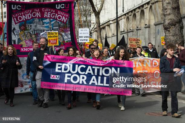 Few thousand of people including higher and further education staff and students took part in a protest march across central London to Westminster...