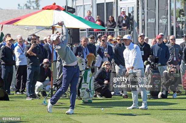 Sam Saunders hits the opening shot at the Opening Ceremony during practice for the Arnold Palmer Invitational presented by MasterCard at Bay Hill...