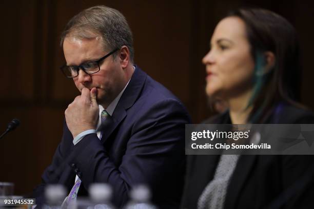 Ryan Petty , father of Alaina Petty, a student killed in the February 14 shooting in Parkland, Florida, listens to Marjory Stoneman Douglas High...