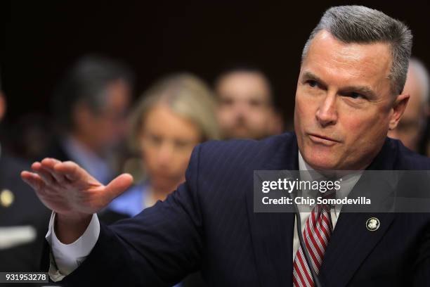 Acting Director of the Bureau of Alcohol, Tobacco, Firearms and Explosives Thomas Brandon testifies before the Senate Judiciary Committee during a...