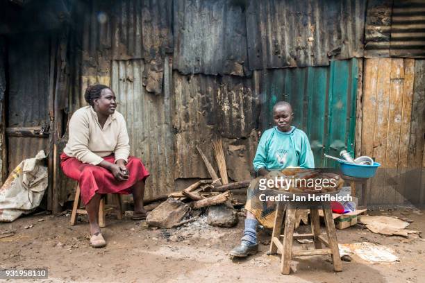 General view of the street in the Kibera Slum on March 12, 2018 in Nairobi. Kibera is located 6KM south west of the city centre of Nairobi, the...