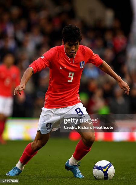 Seol Ki Hyeon of South Korea during the International Friendly match between South Korea and Serbia at Craven Cottage on November 18, 2009 in London,...