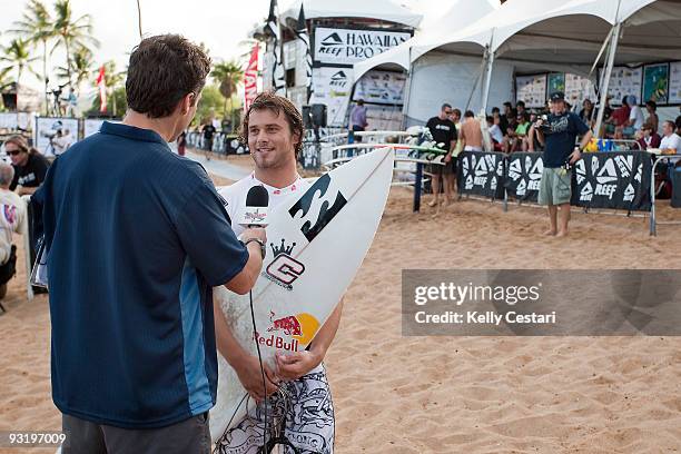 Rudy Palmboom of South Africa won the first heat of the day at the Reef Hawaiian Pro on November 18, 2009 in Haleiwa, Hawaii.