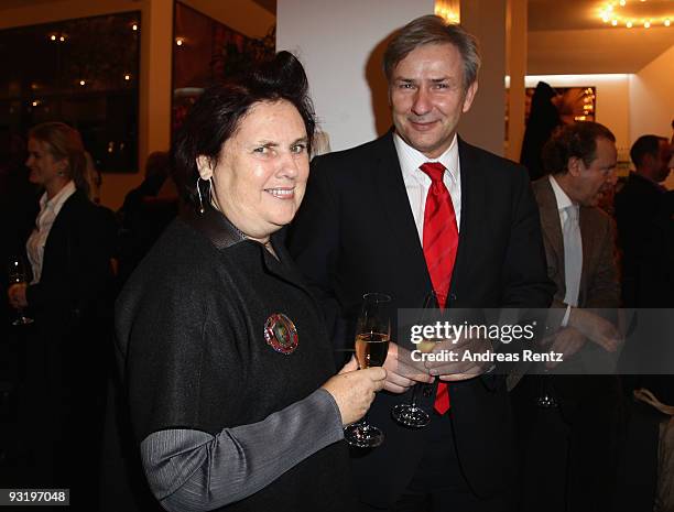 Suzy Menkes and Berlin's mayor Klaus Wowereit attend the IHT Techno Luxury Conference cocktail at The Corner on November 18, 2009 in Berlin, Germany.