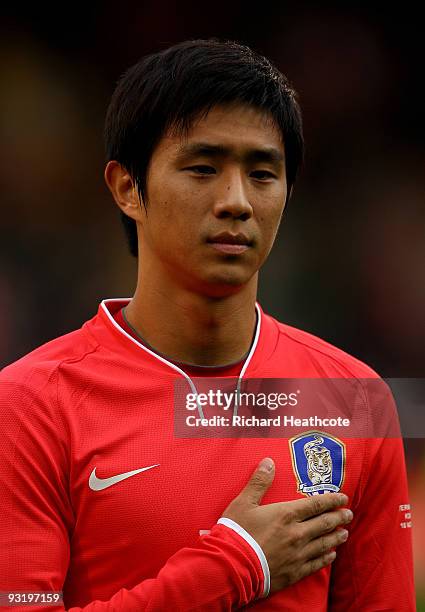 Oh Beom Seok of South Korea in action during the International Friendly match between South Korea and Serbia at Craven Cottage on November 18, 2009...